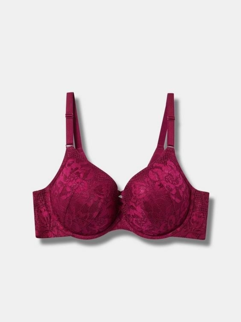 Torrid XO Plunge Push-Up Bra 44C Berry Floral Lace Underwire
